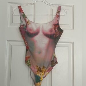 Jean Paul Gaultier printed body flower swimsuit